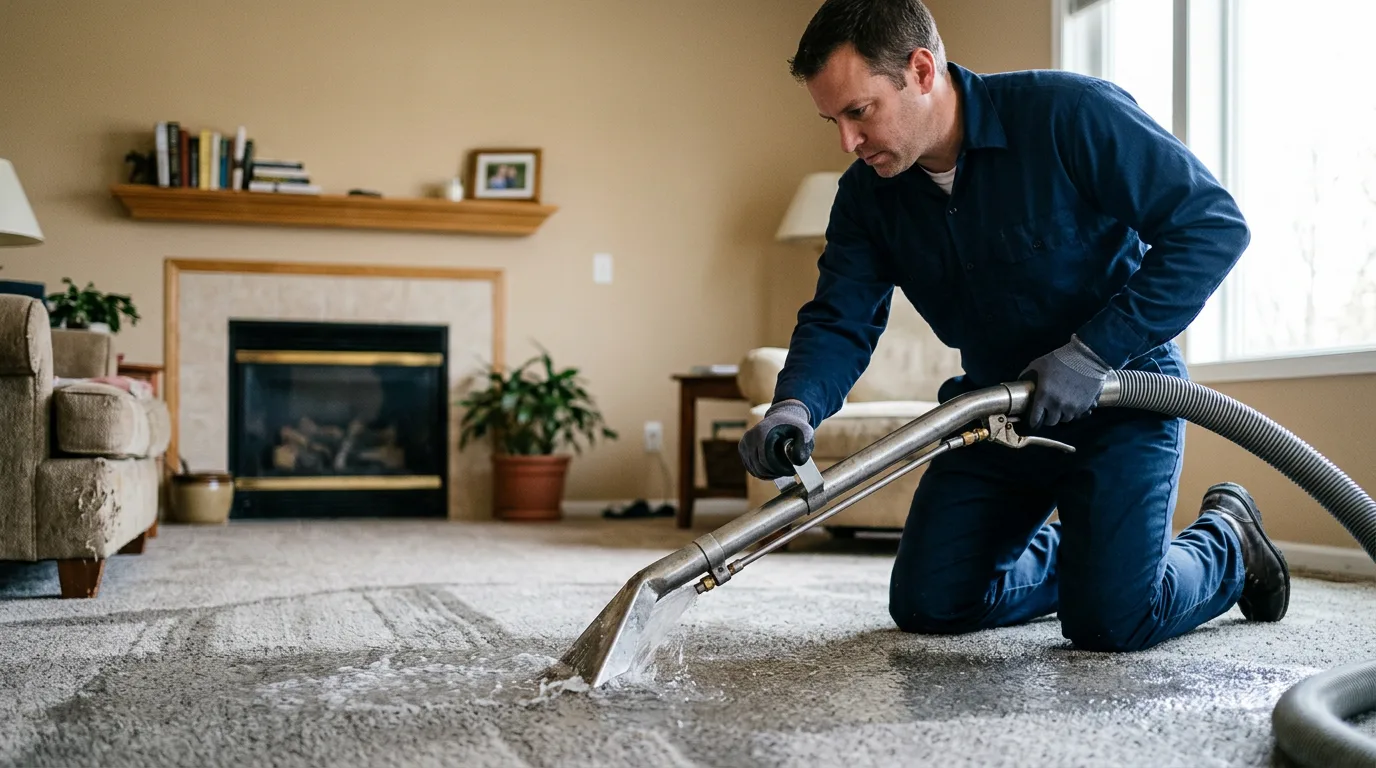 Water damage restoration technician working near Oolitic, IN